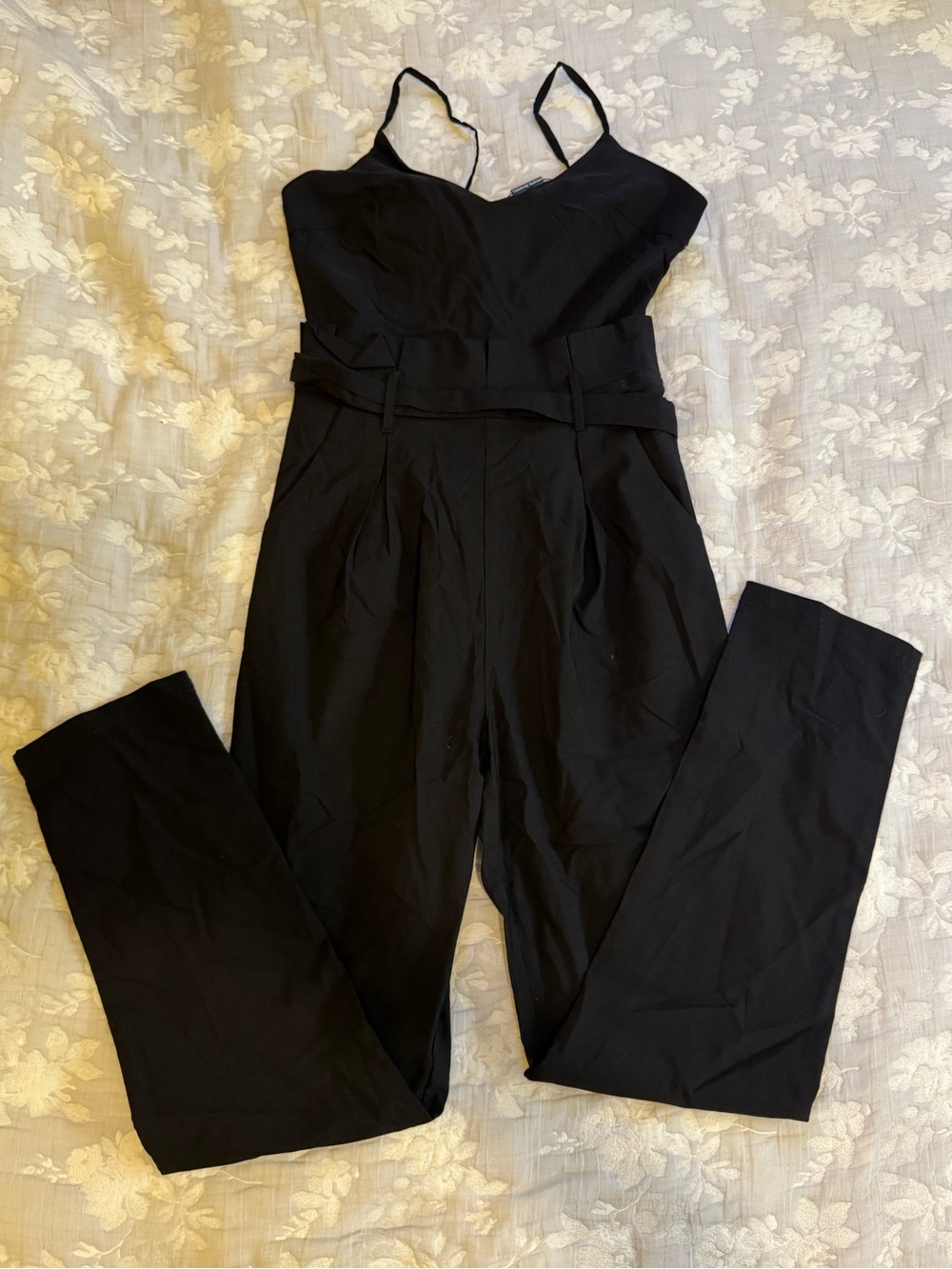 Hera Collection Black Spaghetti-Strap Tailored Jumpsuit